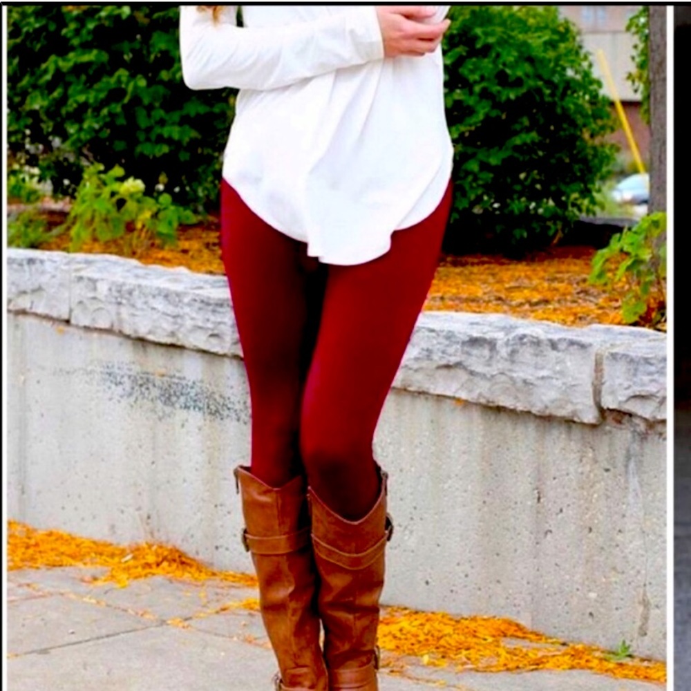 Fleece lined Leggings red wine